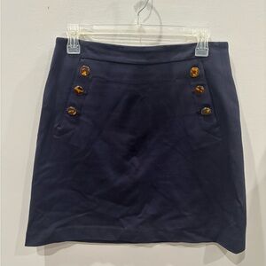 Ann Taylor Dark Blue Mini Skirt with Button Details